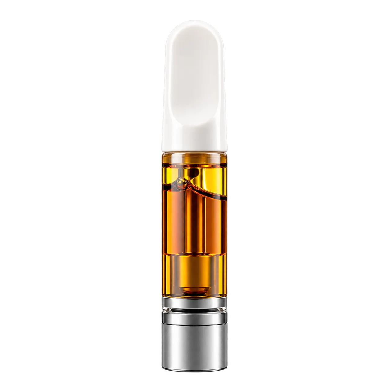 Glass vaporizer cartridge filled with amber oil